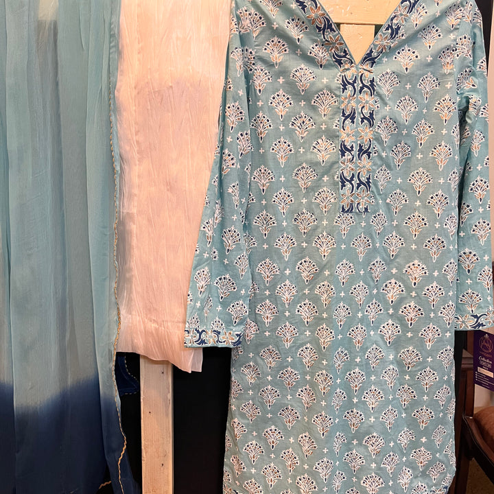 Sky Blue and White