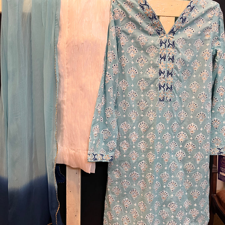 Sky Blue and White
